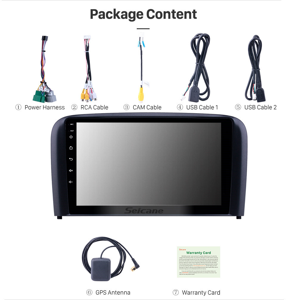 Seicane OEM 9 pouces Android 10.0 Radio pour 2004-2006 Volvo S80 Bluetooth Wifi HD Navigation tactile GPS Navigation prise en charge USB AUX Carplay DVR OBD TV numérique