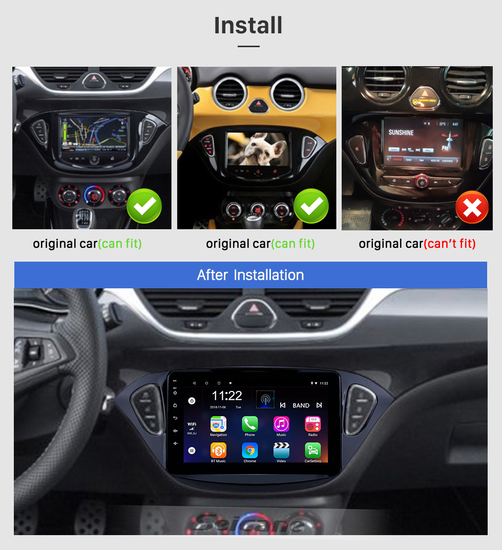 Seicane 9 pouces Android 13.0 Radio pour 2015-2019 Opel Corsa 2013-2016 Opel Adam Bluetooth HD Écran tactile Navigation GPS Prise en charge AUX Carplay Caméra de recul DVR