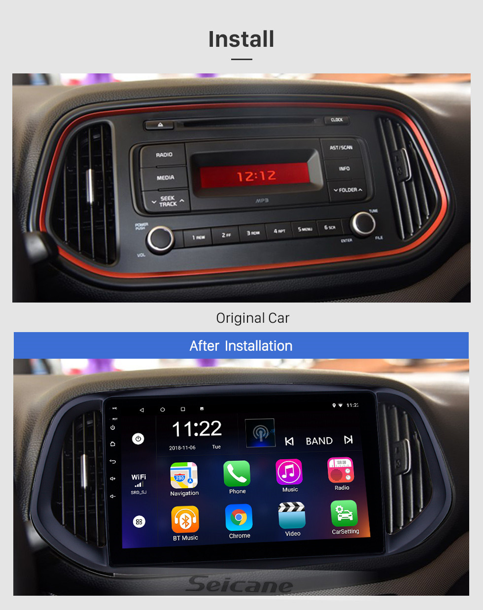 Seicane 10,1 pouces Android 10.0 2014 2015 2016 2017 Kia KX3 Radio de navigation avec Bluetooth HD à écran tactile WIFI Support de musique TPMS DVR Carplay Digital TV