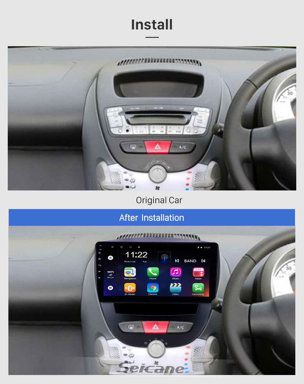 Seicane 10,1-дюймовый Android 10.0 2005-2014 Toyota Aygo GPS-навигатор с Bluetooth HD сенсорный экран WIFI AUX USB поддержка TPMS DVR Carplay SWC