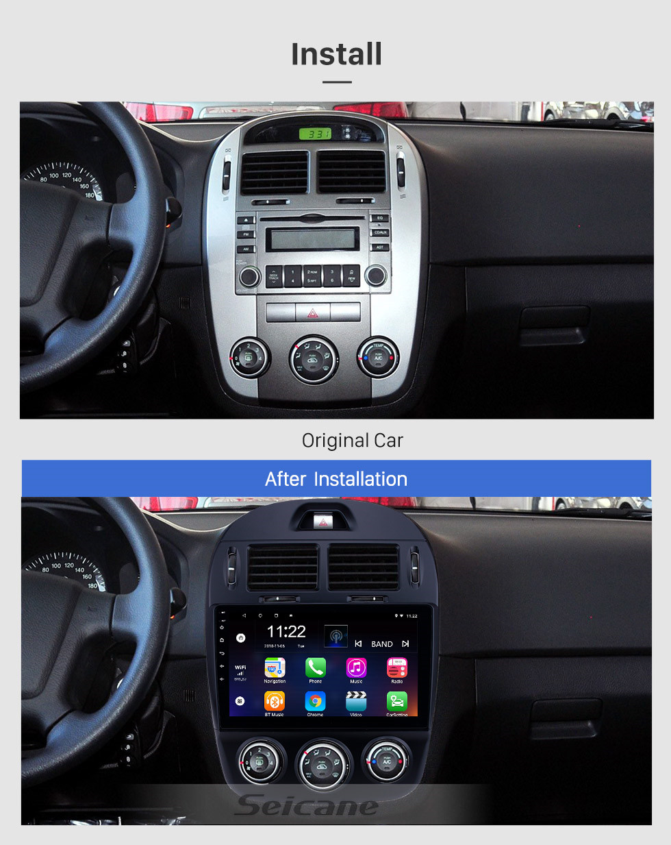 Seicane 10.1 polegada hd touchscreen android 10.0 gps rádio de navegação para 2017-2019 kia cerato manual a / c com bluetooth apoio aux carplay controle de volante