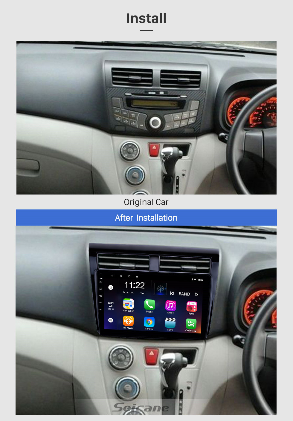Seicane 10.1 pulgadas con Android 10.0 HD con pantalla táctil y radio GPS para 2012 Proton Myvi con Bluetooth USB WIFI AUX compatible con Carplay SWC TPMS Enlace de espejo