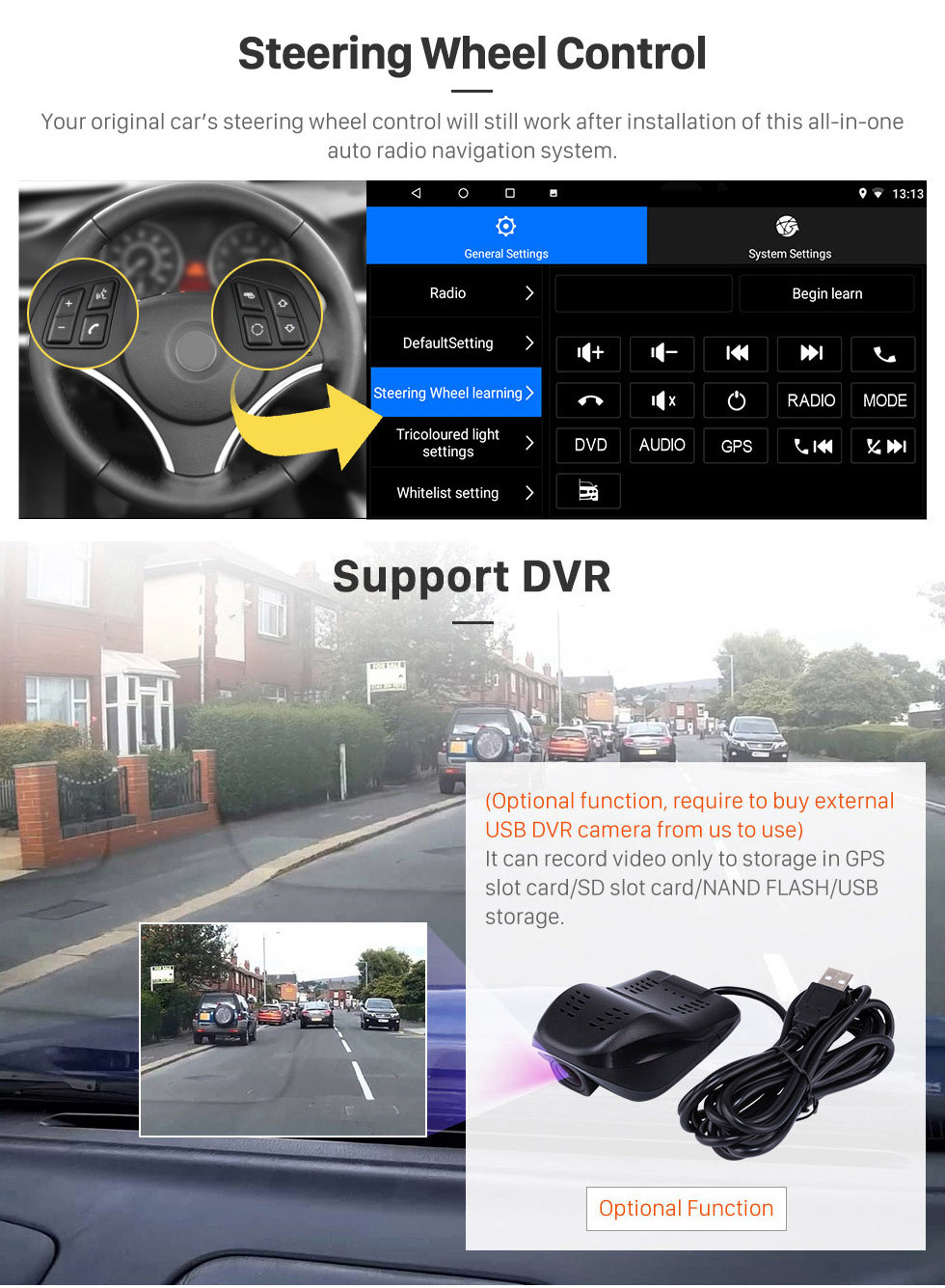 Seicane OEM 9 pulgadas Android 13.0 Radio para 2001-2008 Peugeot 307 Bluetooth WIFI HD Pantalla táctil con soporte de navegación GPS Carplay DVR OBD cámara de visión trasera