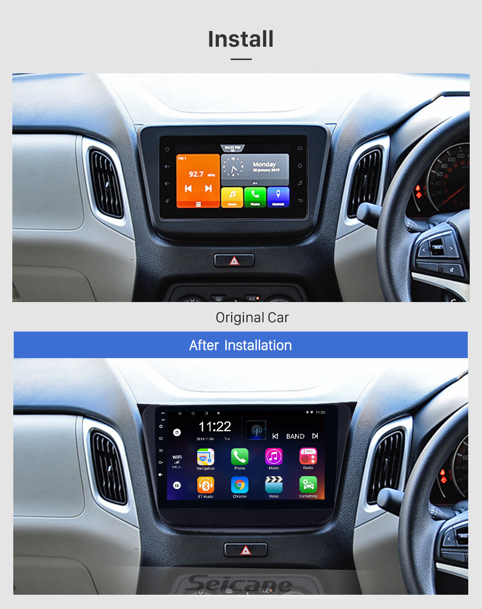 Seicane Oem 9 polegadas Android 10.0 Rádio para 2019 Suzuki Wagon-R Bluetooth WI-FI HD Touchscreen Suporte de Navegação GPS Carplay DVR OBD câmera de Backup