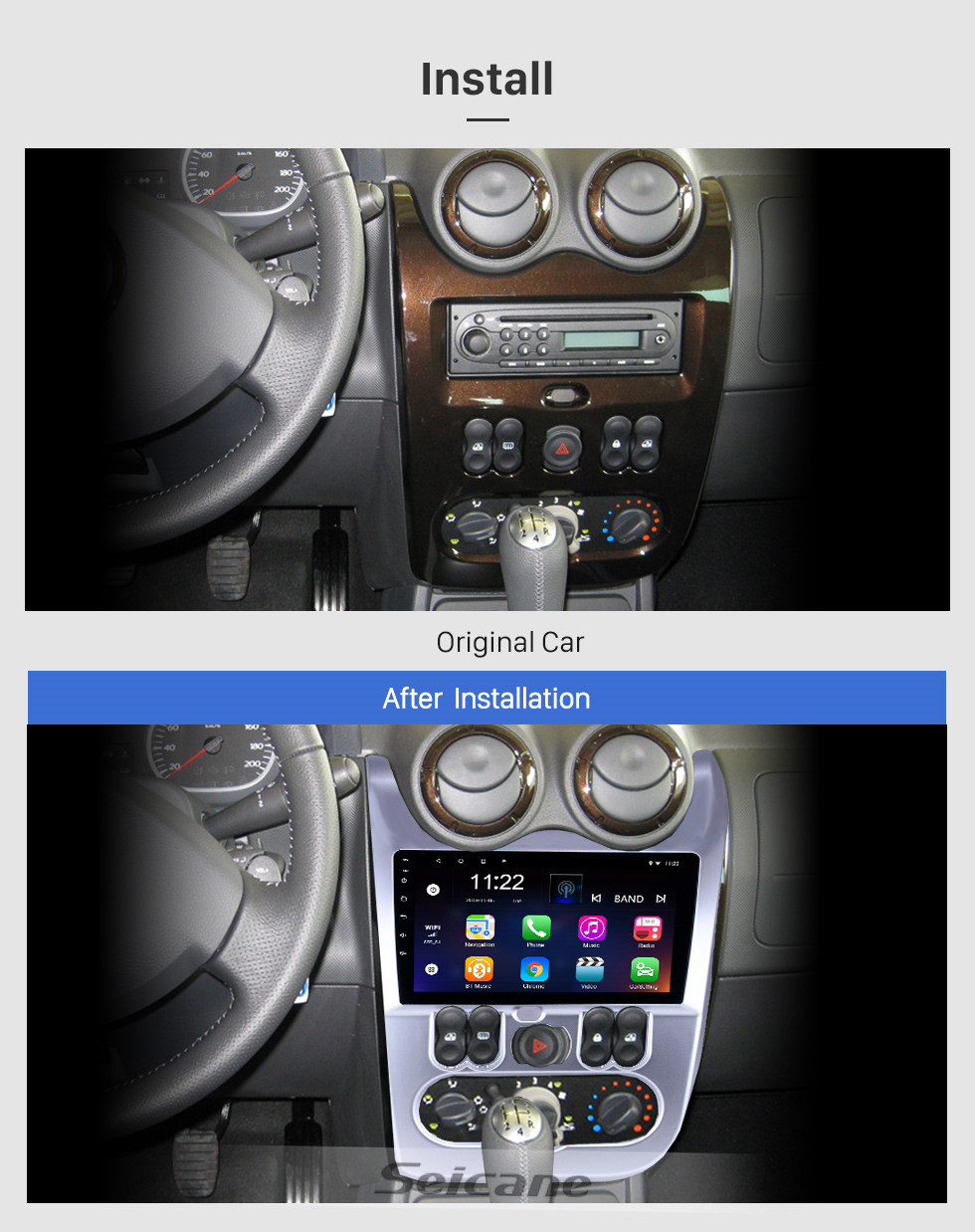 for Renault Duster Logan i sandero lada lergus dacia duster Nissan NP200  2009-2013 9 inch Android 13.0 HD Touchscreen Bluetooth GPS Navigation Radio