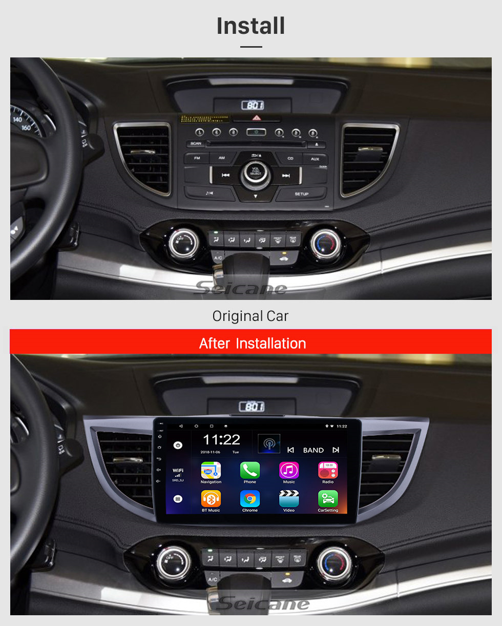 Seicane Android 13.0 10.1 Zoll 2011-2015 Honda CRV HD 1024 * 600 Touchscreen-Radio-GPS-Navigationssystem mit Bluetooth DVR WIFI Spiegel-Link 1080P Lenkradsteuerung