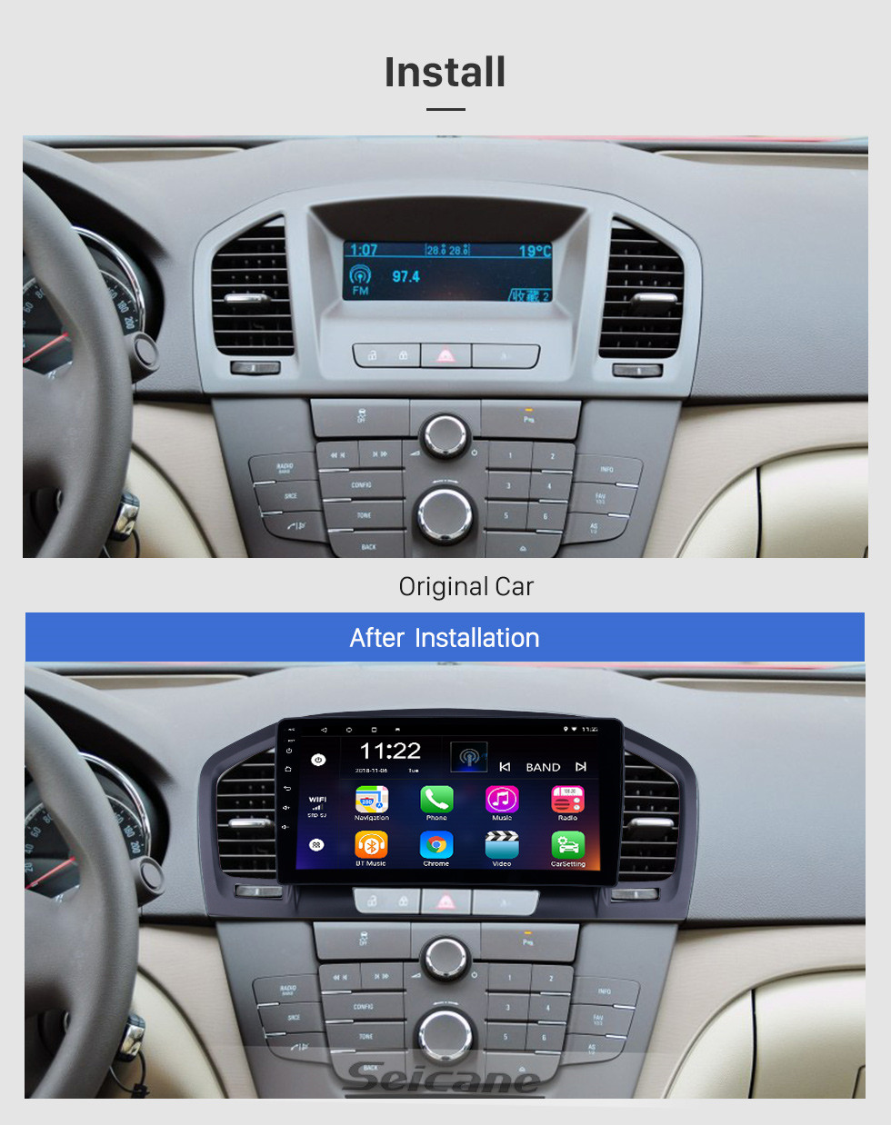 Écran tactile HD 9 pouces Android 13.0 Radio de navigation GPS pour Buick  Regal Opel Insignia 2009 2010 2011 2012 2013 avec prise en charge Bluetooth  AUX Commande au volant Carplay
