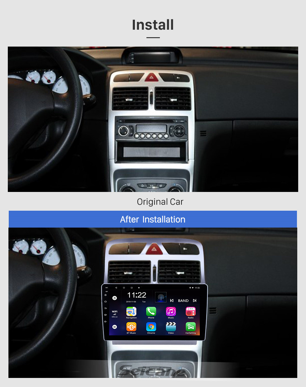 Android 11 Autoradio pour Peugeot 307 2002-2013 GPS Sat Nav Stéréo Voiture  FM USB Mains Libres Bluetooth Commande Au Volant Caméra Arrière,M100s :  : High-Tech