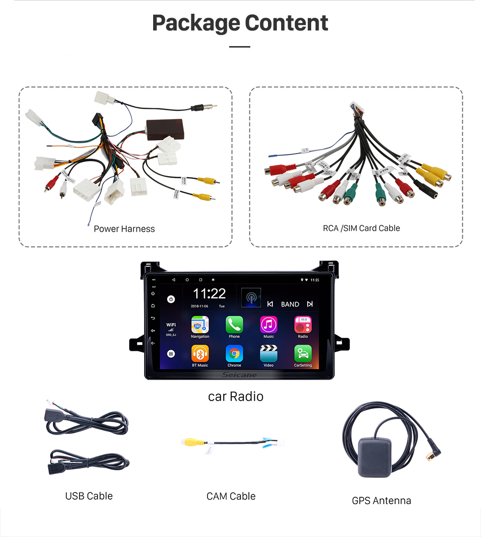Seicane 9 pulgadas de radio Android 13.0 para 2016 Toyota Prius Bluetooth WIFI HD con pantalla táctil y soporte de navegación GPS Carplay DVR cámara de visión trasera