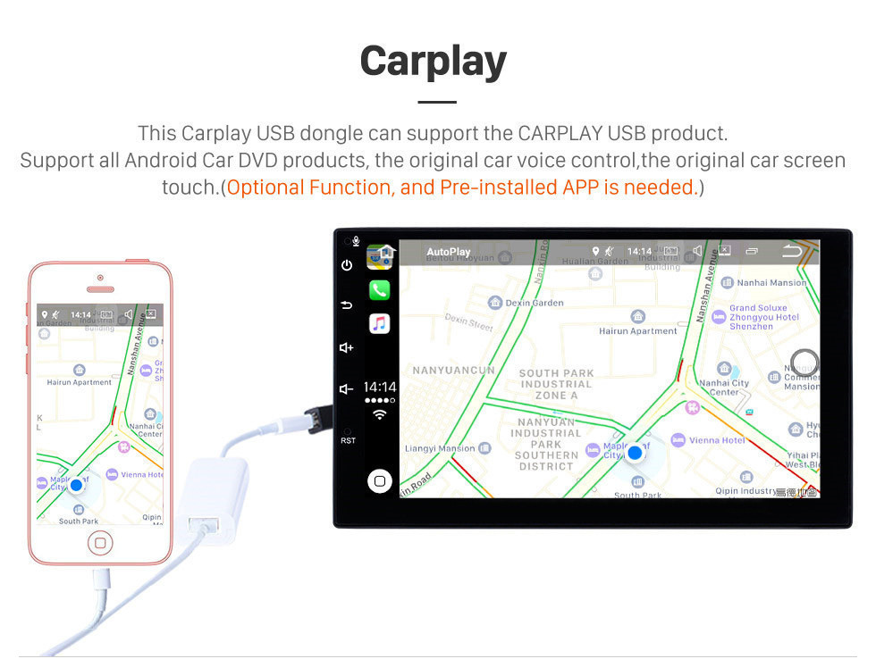 Seicane 10,1 pouces Android 10.0 Autoradio de navigation GPS pour 2014-2016 Peugeot 2008 avec HD écran tactile Bluetooth USB Réseau sans fil AUX Soutien Carplay SWC TPMS