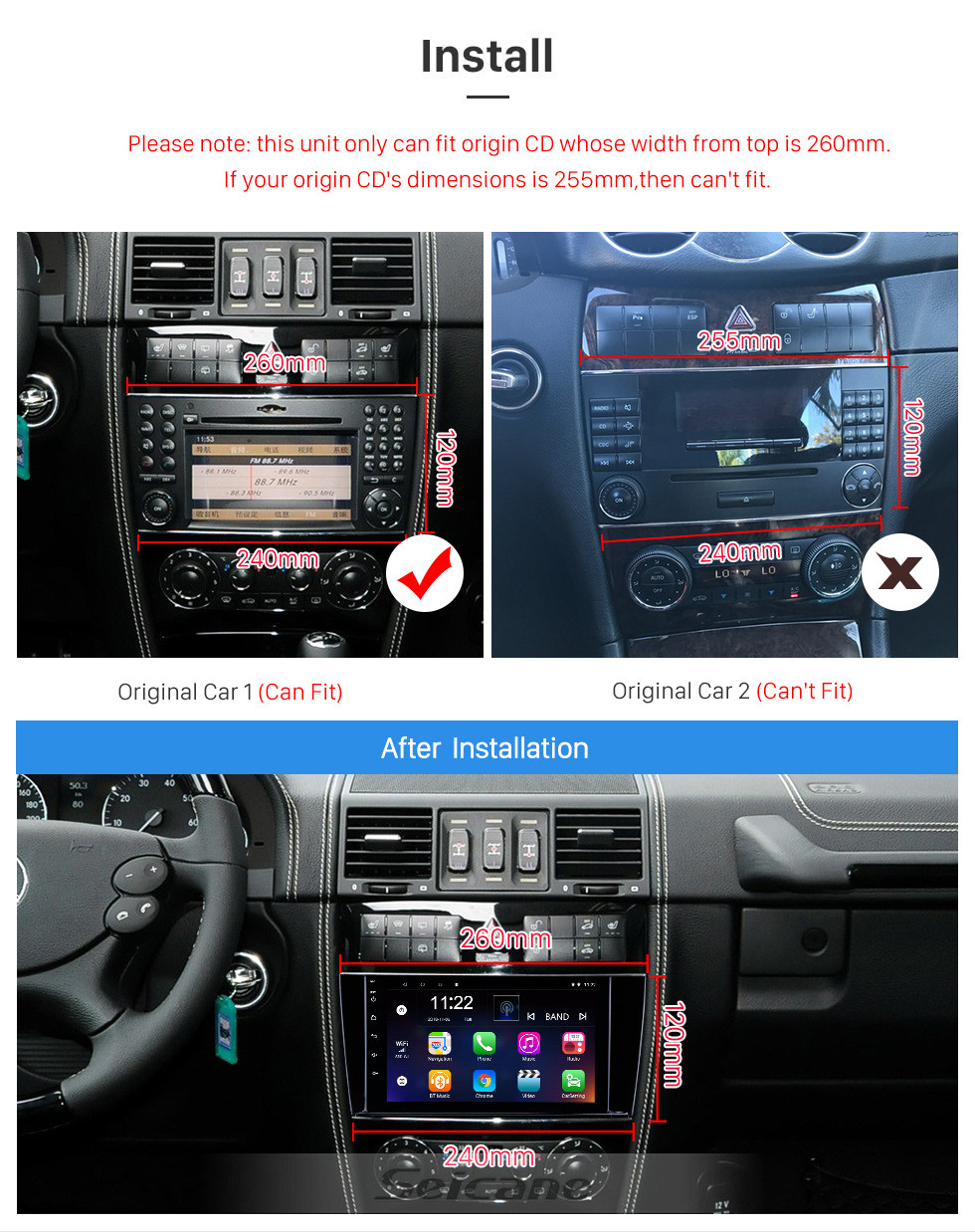 Seicane 8 polegada Android 10.0 GPS Rádio de Navegação para 2005-2007 Mercedes-Benz Classe G W467 G550 G500 G400 G320 G270 G55 com suporte Bluetooth HD Touchscreen Carplay DVR OBD