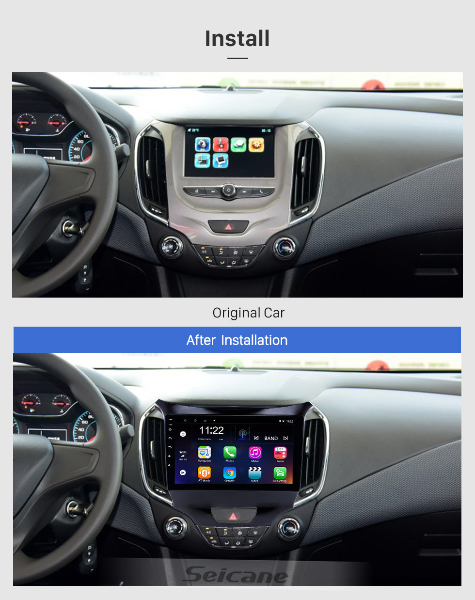 Seicane 2015-2018 chevy Chevrolet Cruze Android 10.0 HD écran tactile 9 pouces unité principale Bluetooth GPS Navigation Radio avec support AUX OBD2 SWC Carplay