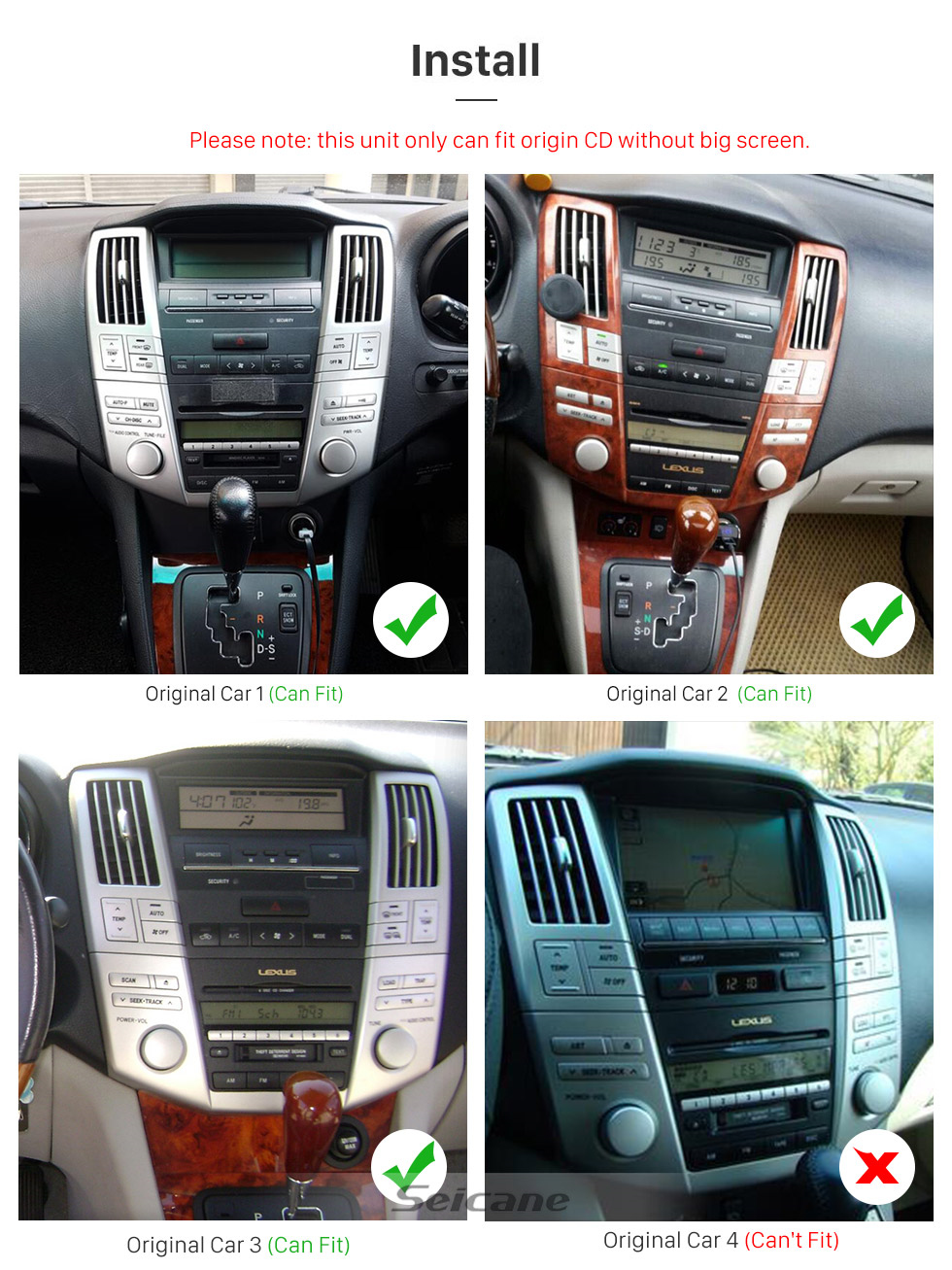 Seicane All-in-one 2003-2010 Lexus RX 300 330 350 400H Car Stereo-Radio GPS-Navigationssystem mit DVD-Player Bluetooth Musik-MP3-USB-SD-Aux-Unterstützungskamera DVR Lenkrad-Steuerung 1080P