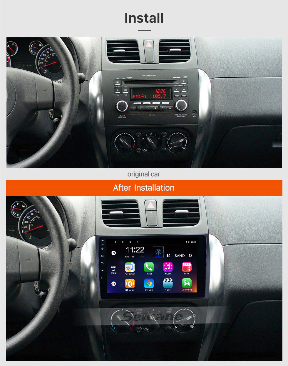 Seicane Android 10.0 HD Touchscreen 2006-2012 Suzuki SX4 mit Radio-OBD2 3G WIFI Bluetooth Musik-DVR AUX OBD2 Lenkrad-Steuerung Spiegelverbindung DVR Backup-Kamera