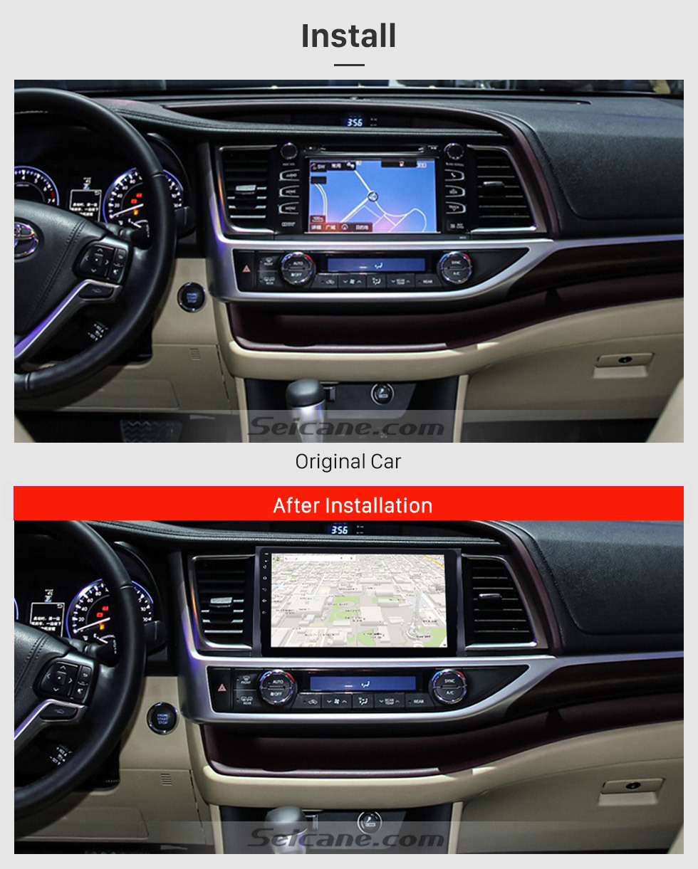 Seicane 10,1 pouces 2015 Toyota Highlander Android 10.0 Système de Navigation GPS 1024 * 600 Écran Tactile Radio Bluetooth OBD2 DVR Caméra de recul TV 1080 P WIFI Lien de miroir Commande au volant