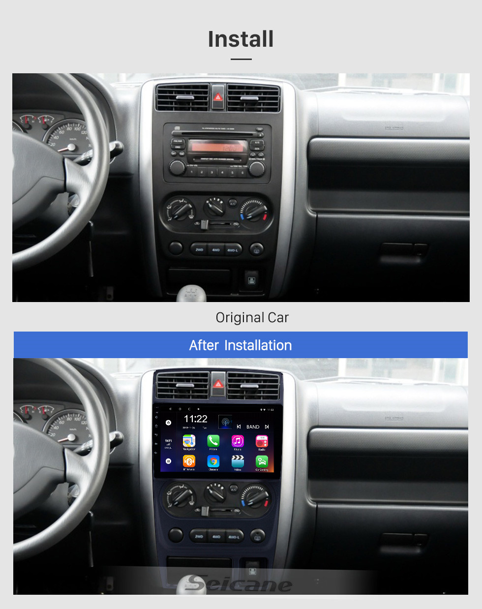 Seicane Android 10.0 9-дюймовый HD сенсорный экран GPS-навигатор для 2007-2012 Suzuki Jimny с поддержкой Bluetooth WIFI USB AUX Carplay DVR SWC