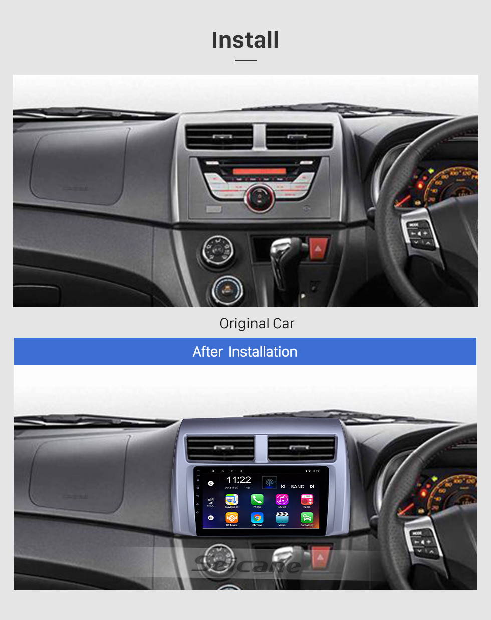 Seicane OEM 9 pouces Android 10.0 Radio pour 2015-2017 Proton Myvi Bluetooth HD écran tactile GPS Navigation support Carplay caméra arrière