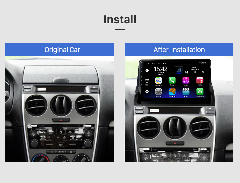 Seicane Radio de navigation GPS Android 10.0 de 10,1 pouces pour 2002-2008 Old Mazda 6 avec prise en charge Bluetooth à écran tactile HD Commande au volant Carplay