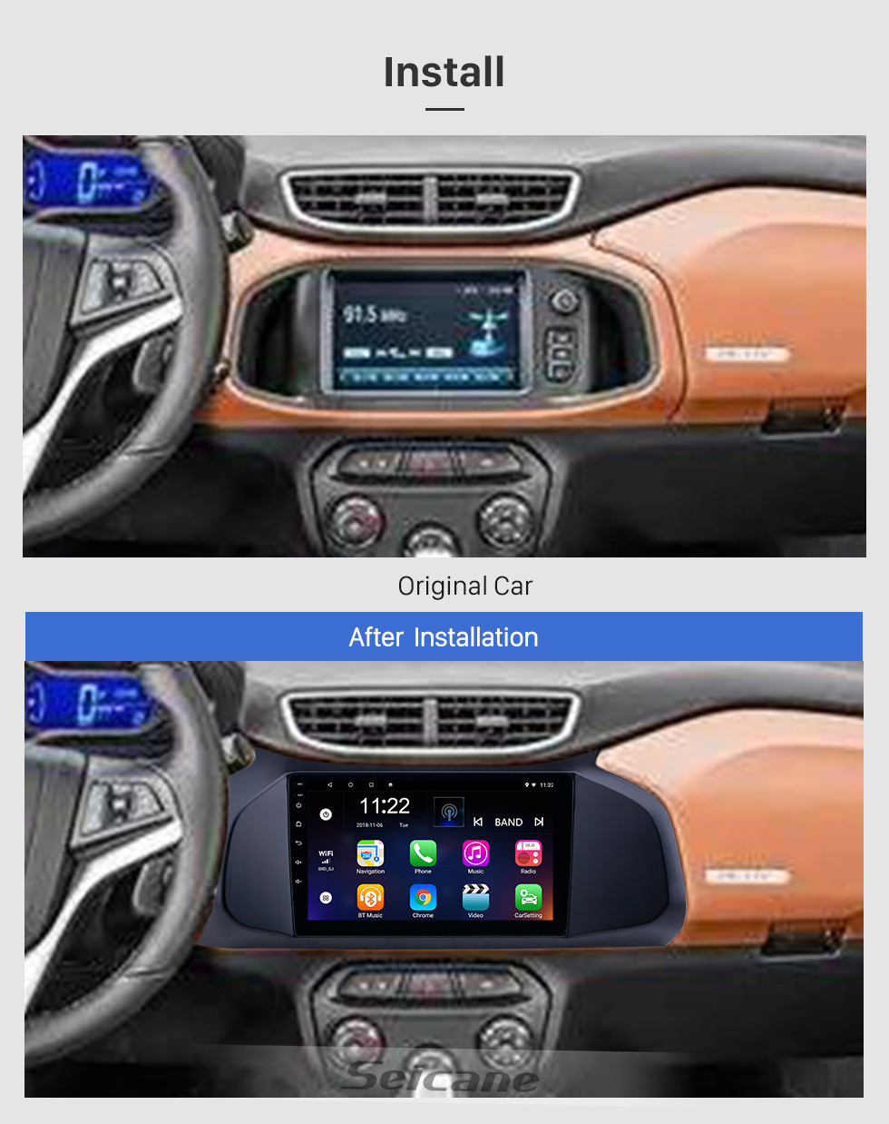 Seicane 2012-2019 Chevy Chevrolet Onix Android 10.0 HD Touchscreen 9 inch AUX Bluetooth WIFI USB GPS Navigation Radio support SWC Carplay