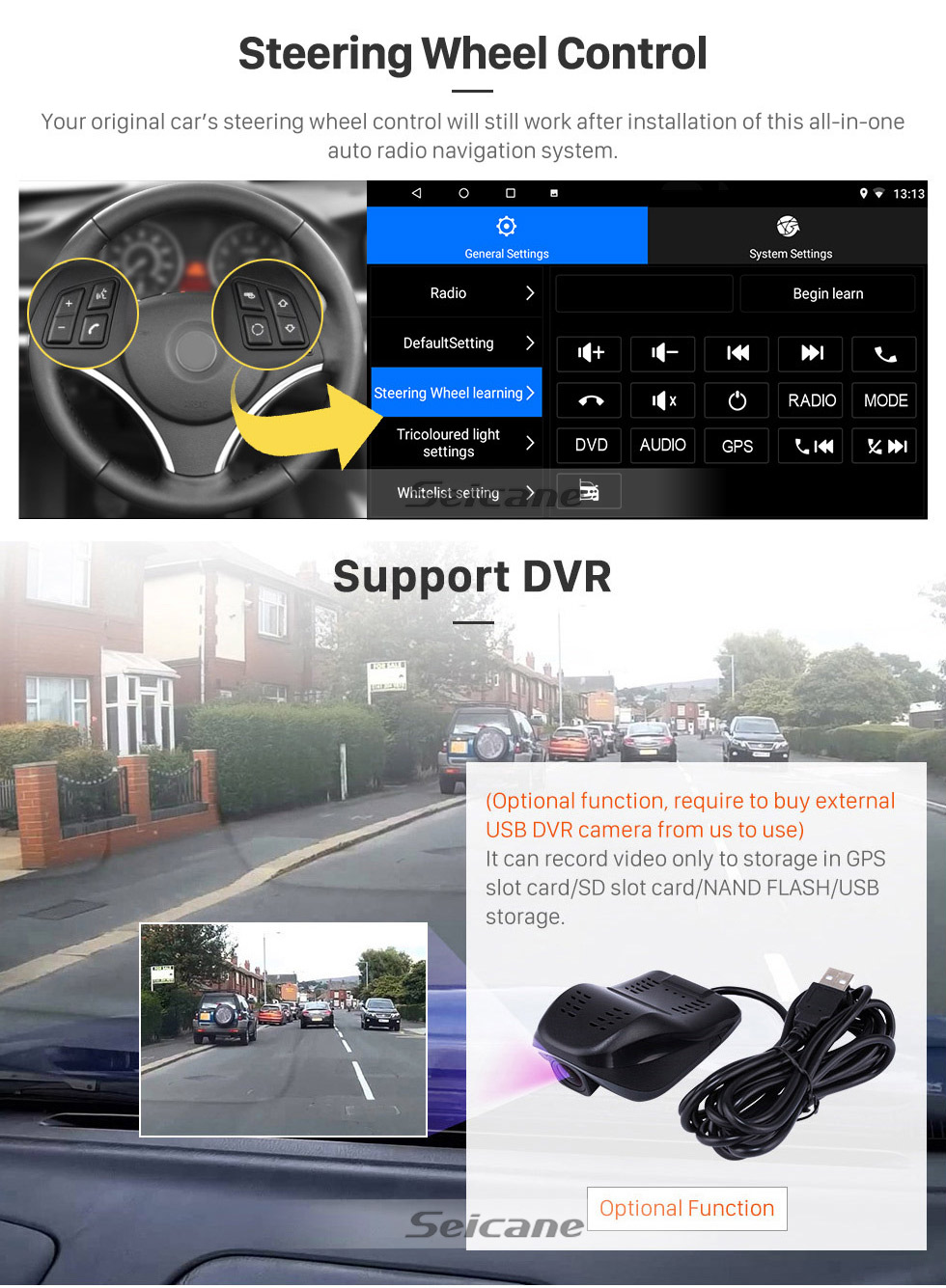 Seicane 10.1 pulgadas Android 10.0 para 2019 Peugeot Rifter Radio Sistema de navegación GPS con pantalla táctil HD USB Bluetooth compatible con DAB + Carplay