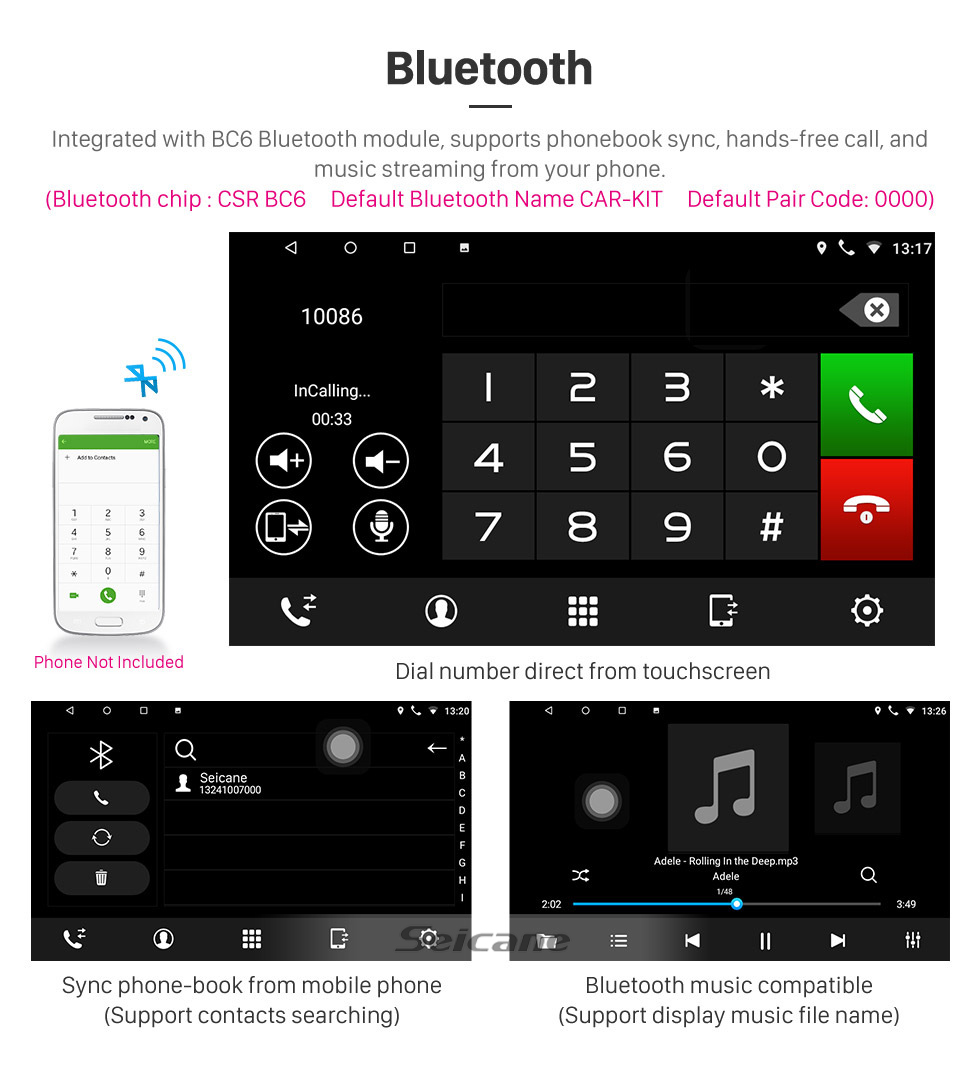 Seicane 10.1 pulgadas Android 13.0 para 2014 2015 HONDA JAZZ FIT RHD Radio Bluetooth Pantalla táctil Navegación GPS Coche Estéreo Espejo Enlace Control del volante 1080P DAB +