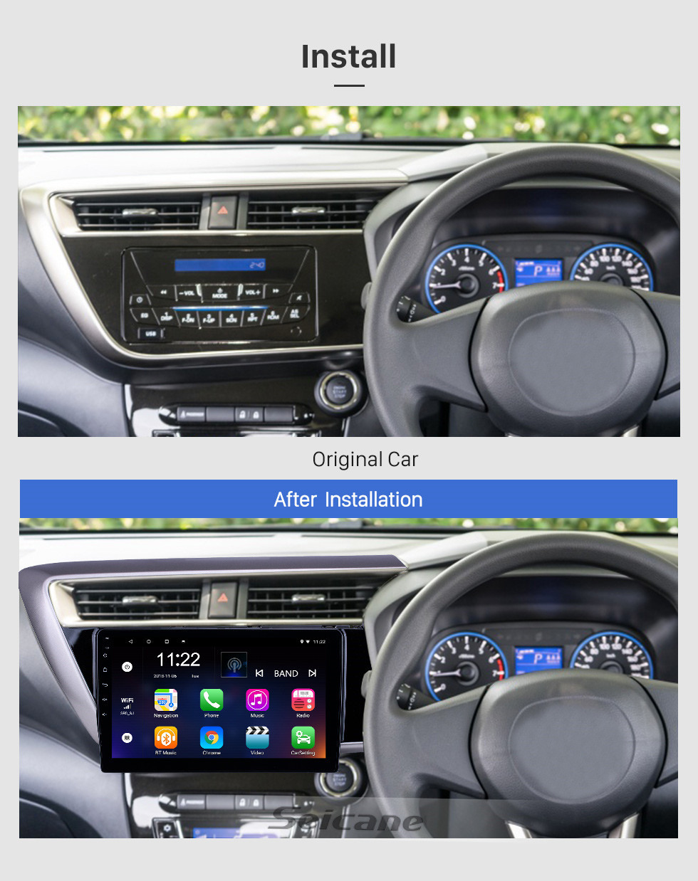 Seicane 10.1 inch Android 10.0 GPS Navigation Radio for 2018 Proton Myvi With HD Touchscreen Bluetooth support Carplay TPMS Digital TV