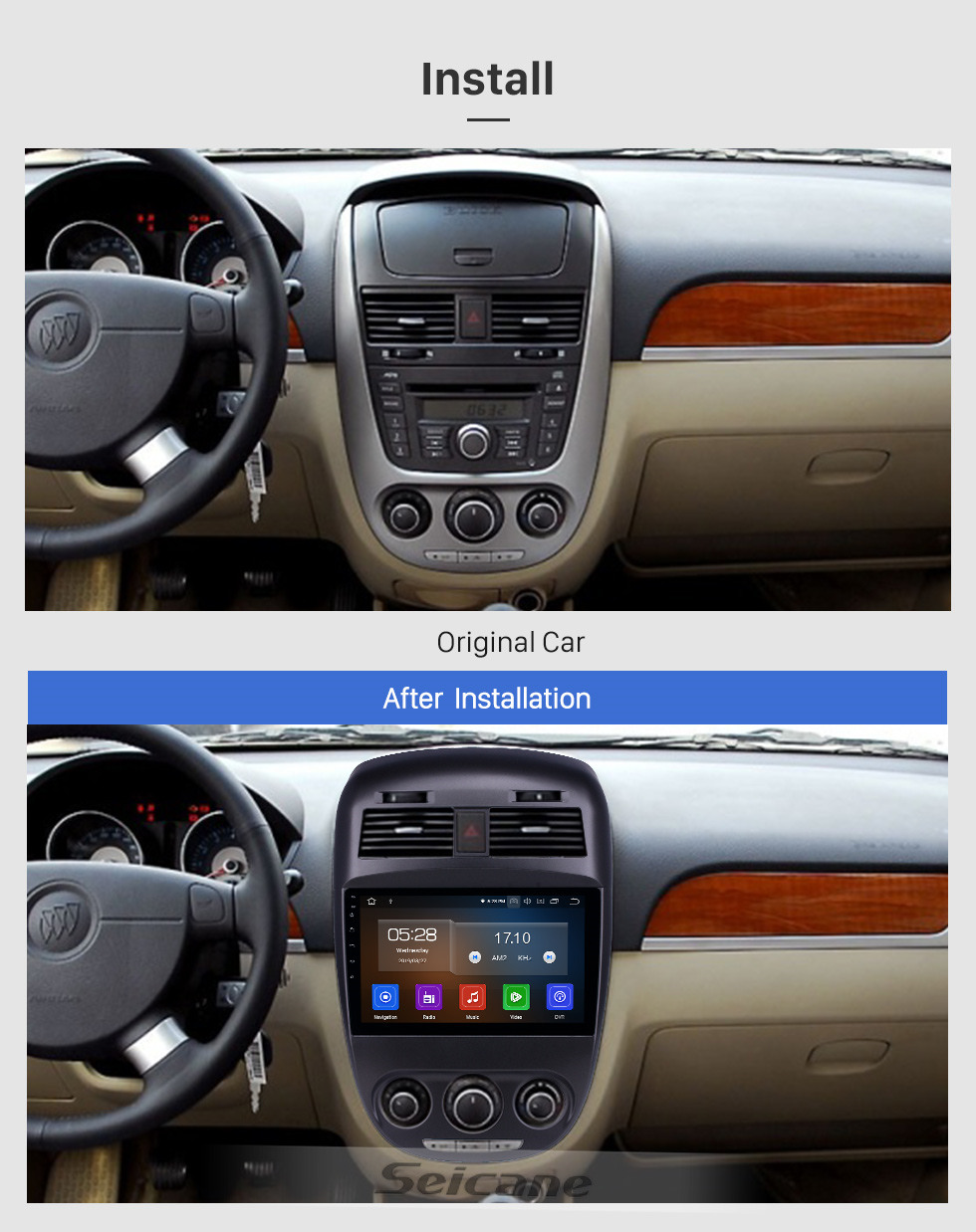 Seicane 10.1 pulgadas HD Pantalla táctil Android 10.0 Radio de navegación GPS para 2008-2018 Buick Excelle Con soporte Bluetooth Carplay DVR