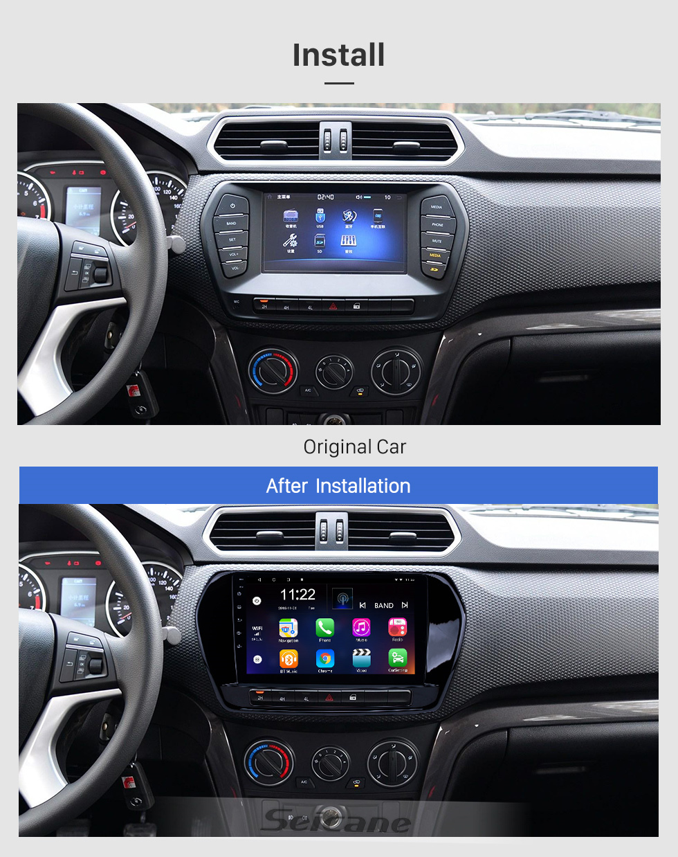 Seicane Android 10.0 9 pouces HD radio à navigation tactile GPS Navigation pour 2011-2015 Great Wall Wingle 5 avec support Bluetooth Carplay DVR OBD2
