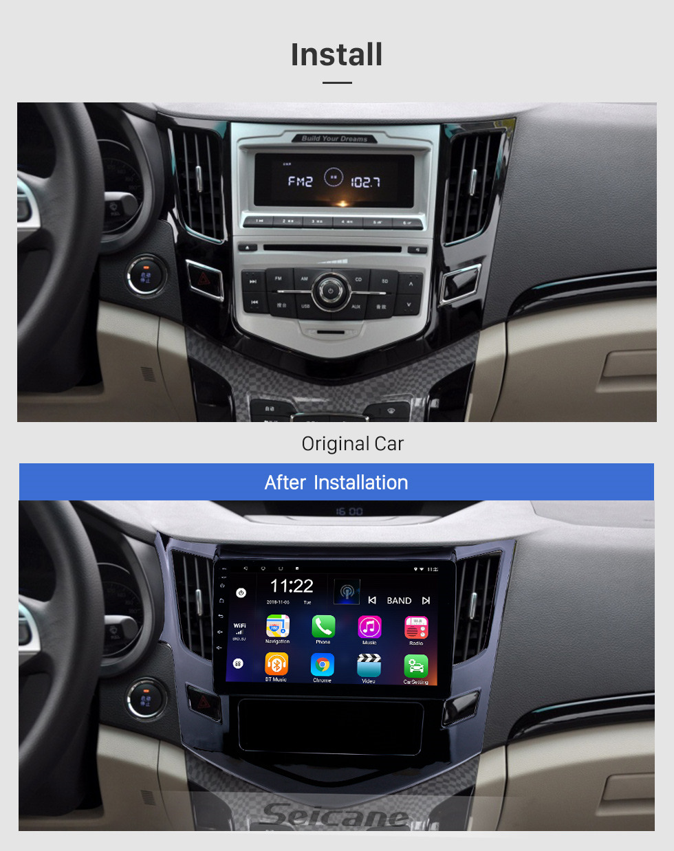 Seicane Radio de navegación GPS con pantalla táctil HD de 9 pulgadas Android 10,0 para 2012-2016 BYD Surui F5 con Bluetooth AUX WIFI compatible con Carplay TPMS DAB +
