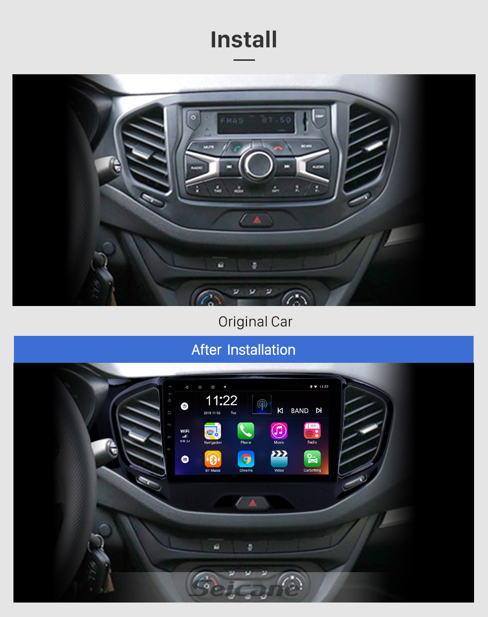 Seicane 2015-2019 Lada Vesta Cross Sport Android 13.0 HD Écran Tactile 9 pouces Radio de navigation GPS avec support Bluetooth Carplay SWC