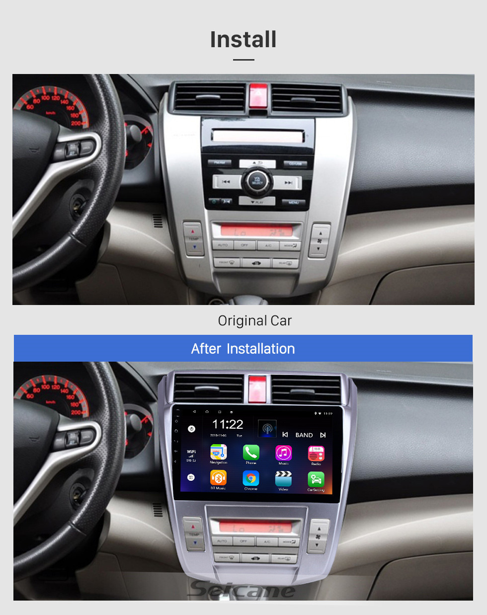 Seicane 10,1 Zoll GPS Navigationsradio Android 10.0 für 2008-2013 Honda City Auto A / C Mit HD Touchscreen Bluetooth Unterstützung Carplay Backup Kamera