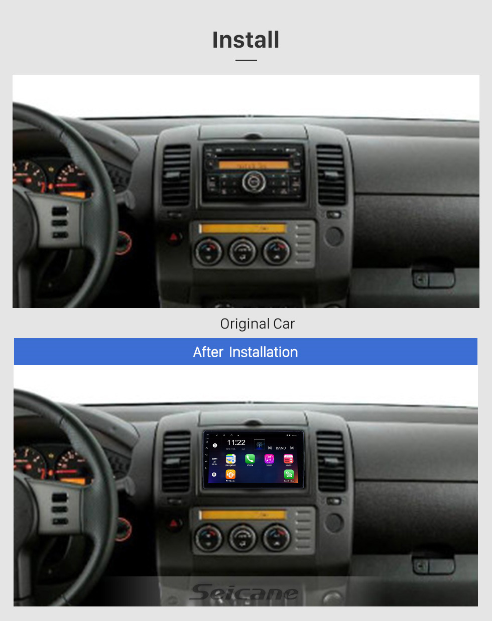 Seicane Für 2010 2011 2012-2015 Nissan Navara Radio 9 Zoll Android 10.0 HD Touchscreen GPS-Navigation mit Bluetooth USB-Unterstützung Carplay SWC