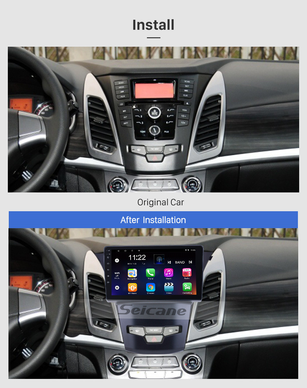 Seicane OEM 9 pouces Android 10.0 pour 2014 2015 2016 SsangYong Korando Radio Bluetooth HD écran tactile GPS Navigation support Carplay DAB + OBD2