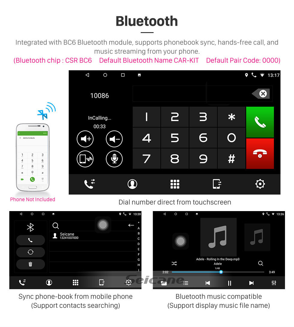 Seicane HD Touchscreen 9 Zoll für 2005 2006 2007-2011 SsangYong Actyon / Kyron Radio Android 10.0 GPS-Navigation mit Bluetooth-Unterstützung Carplay DAB +