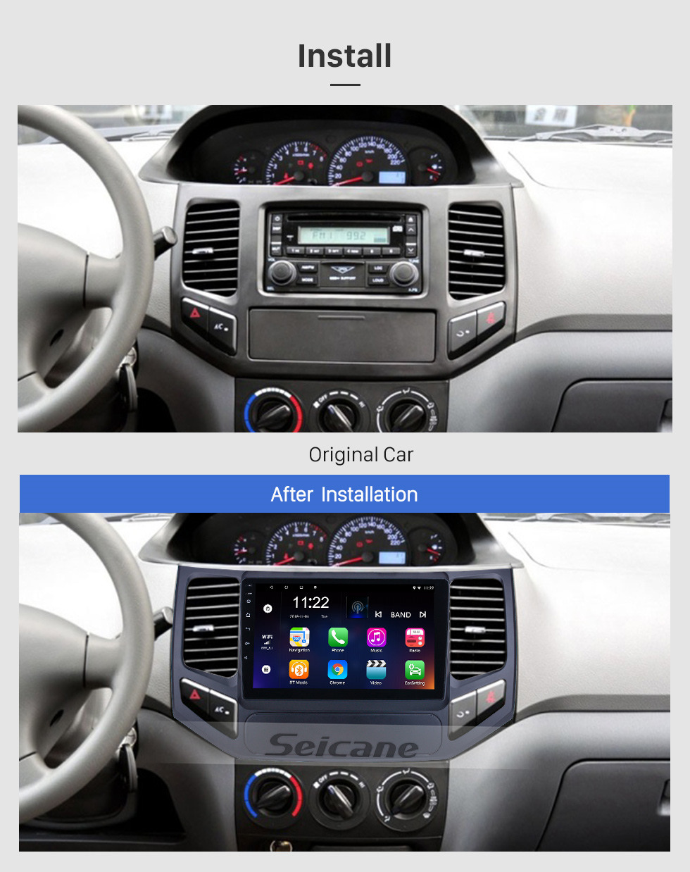 Seicane Pantalla táctil HD de 9 pulgadas para 2009 2010 Geely King Kong Radio Android 10.0 Sistema de navegación GPS con soporte Bluetooth Carplay DAB +