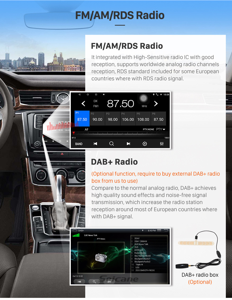 Seicane 9 pouces Android 10.0 2013 2014 2015 2016 2017 Ford Edge Radio Système de navigation GPS avec écran tactile HD Support Bluetooth 3G WIFI Caméra de recul TPMS Commande de volant volant Lien link