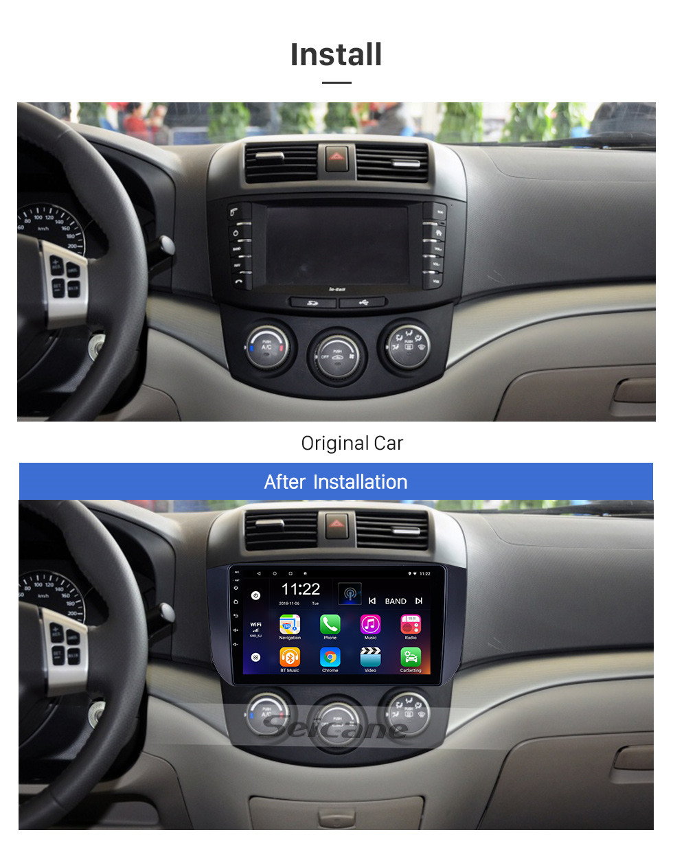 Seicane Pantalla táctil HD de 9 pulgadas para 2009 2010 2011 2012 Radio Changan Alsvin V5 Android 10.0 Sistema de navegación GPS con soporte Bluetooth Carplay DAB +
