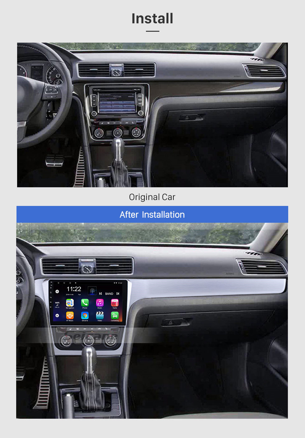 Seicane 10,1 Zoll Android 13.0 2012 VW Volkswagen Passat-Radio mit 3G Wifi Bluetooth-Spiegel-Link-Touchscreen