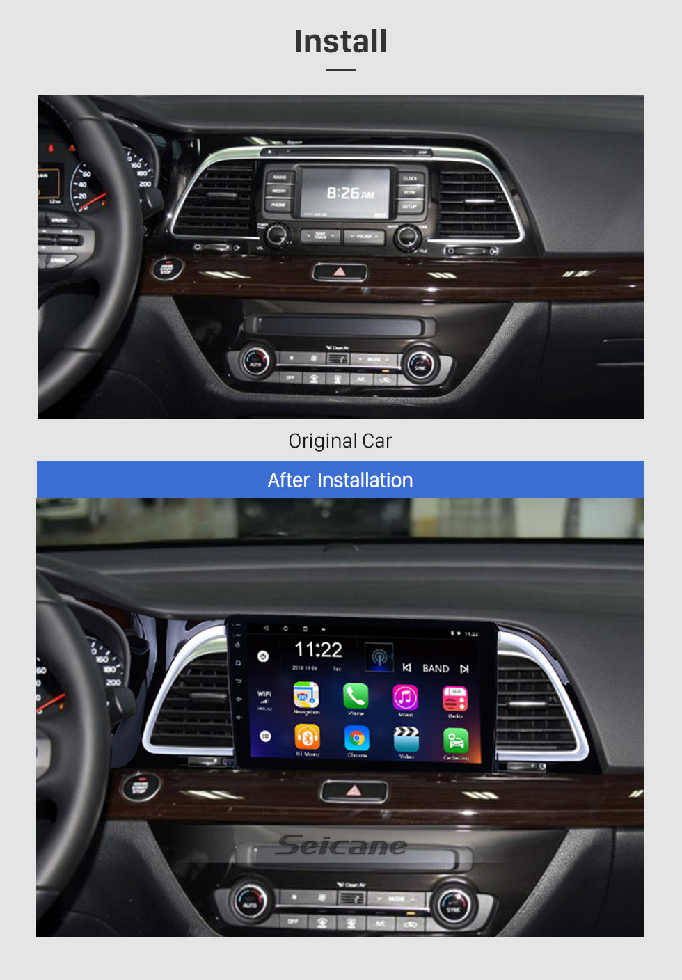 Seicane 9 pulgadas del coche reproductor de DVD Radio Sistema de navegación GPS para 2018 KIA K4 Cachet Sintonizador de TV Control remoto Bluetooth Pantalla táctil WIFI SWC