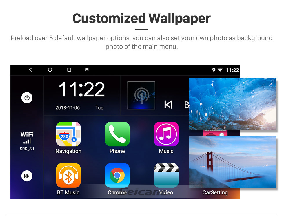 Seicane OEM 9 pouces Android 10.0 pour 2017 2018 2019 Great Wall Haval H2 (étiquette rouge) Radio Bluetooth HD à écran tactile Système de navigation GPS compatible Carplay DAB +