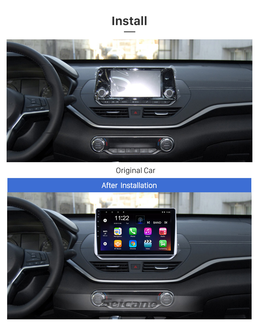 Seicane Pour 2019 Nissan Teana Radio 10.1 pouces Android 10.0 HD Système de navigation GPS à écran tactile avec prise en charge Bluetooth Carplay OBD2