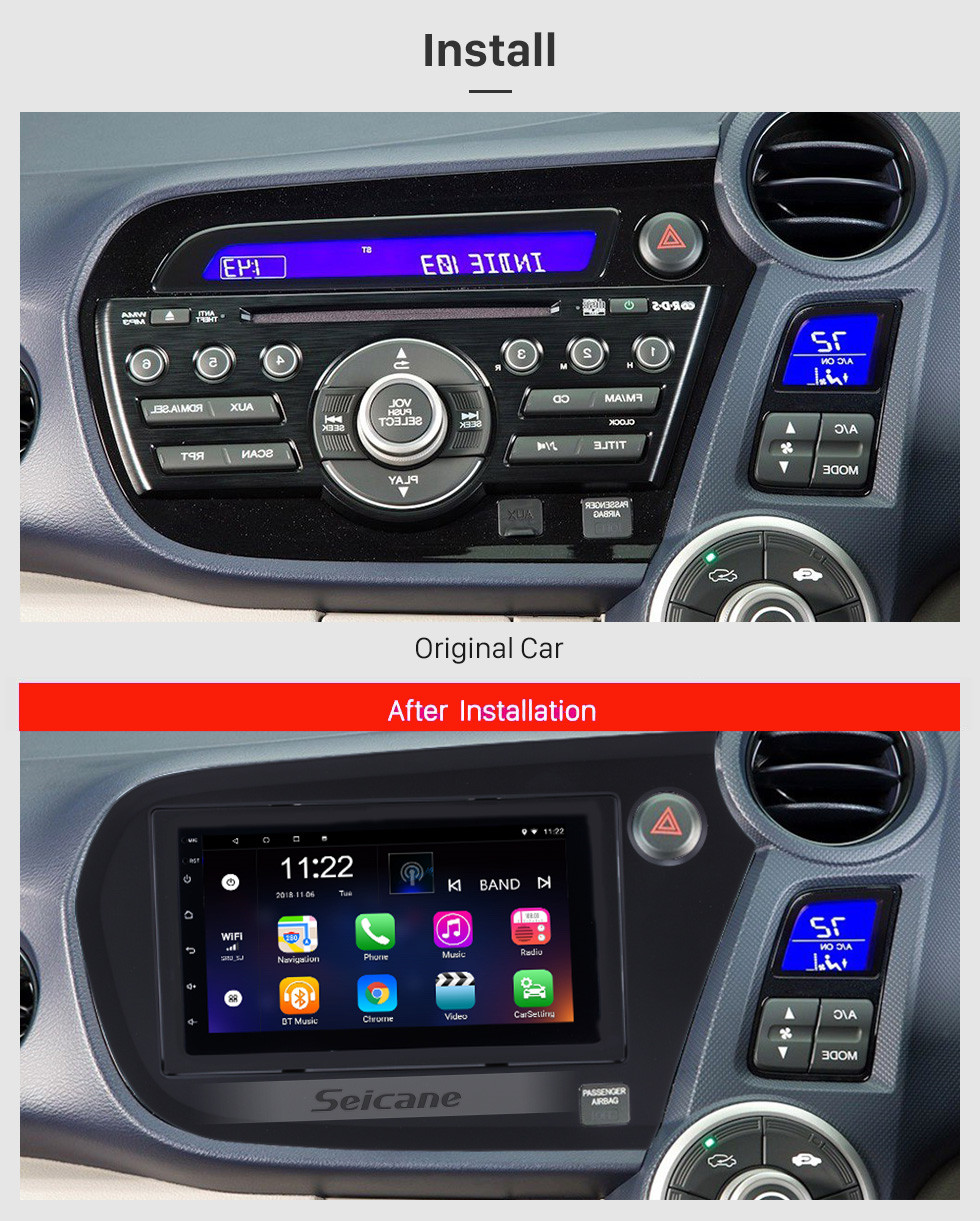 Seicane 2009-2016 Honda Insight RHD 7 pulgadas Android 10.0 Radio de coche Navegación GPS con pantalla táctil HD Bluetooth FM Wifi Control del volante Soporte de enlace de espejo DVR Cámara de respaldo Módulo OBD2