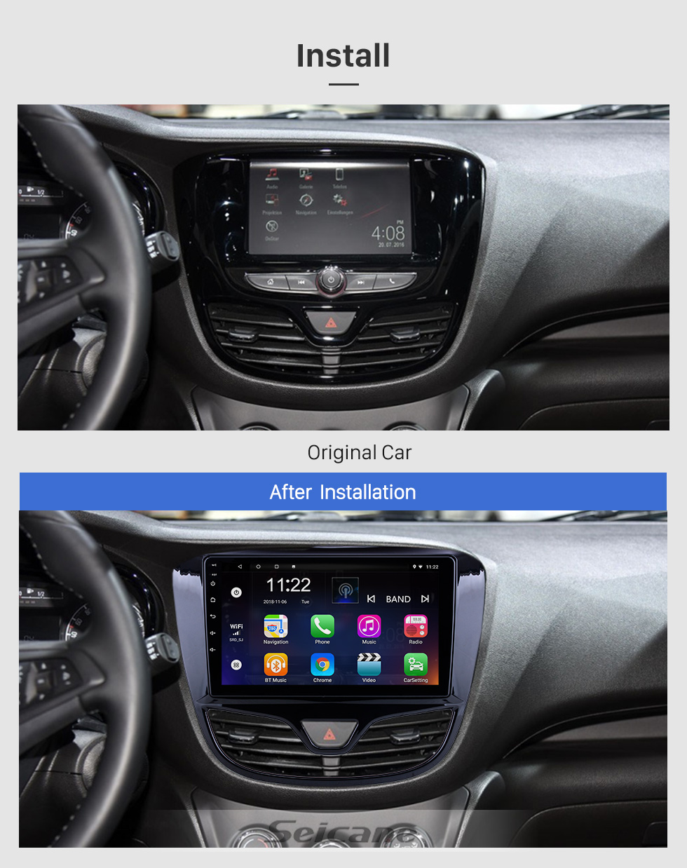 Seicane Android 10.0 de 9 pulgadas para el sistema de navegación GPS de radio Opel Karl / Vinfast 2017 con pantalla táctil HD USB Bluetooth compatible con DAB + Carplay