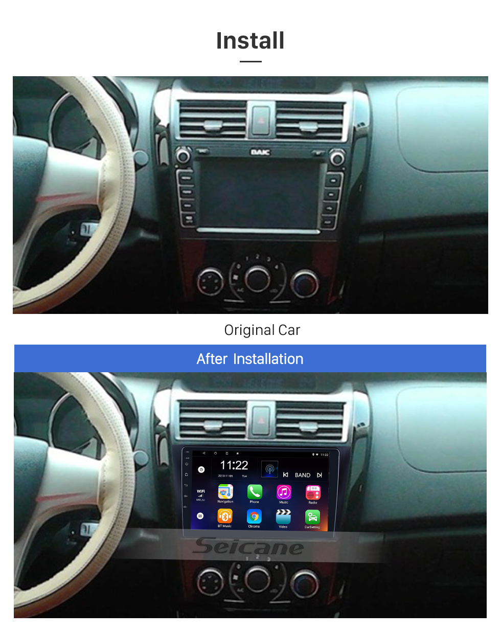 Seicane На 2014 год Baic Huansu Radio 9 дюймов Android 10.0 HD с сенсорным экраном GPS навигационная система с поддержкой Bluetooth Carplay DAB +