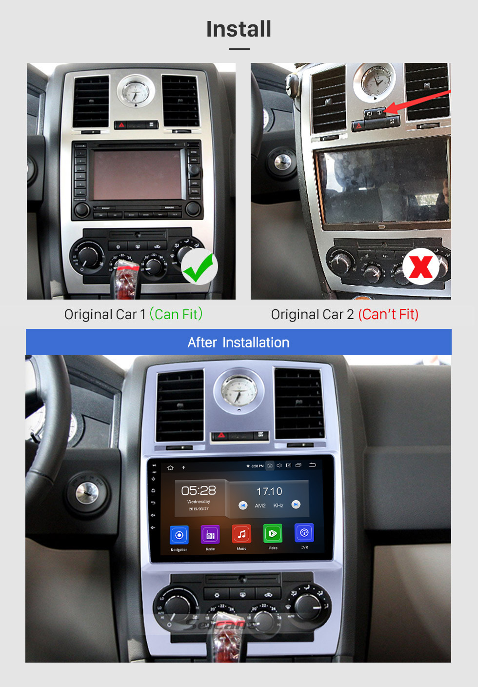 2004 2005 2006 2007 2008 Chrysler Aspen 300C 9 inch Android 10.0 GPS ...