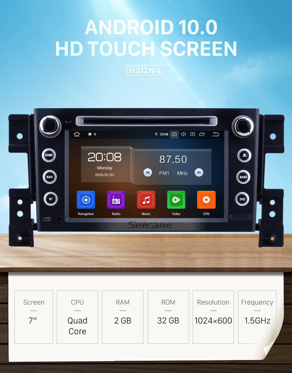 Seicane HD Touchscreen 7 Zoll Android 10.0 Radio für 2006-2010 Suzuki Grand Vitara mit GPS Navigation Carplay Bluetooth Unterstützung Digital TV