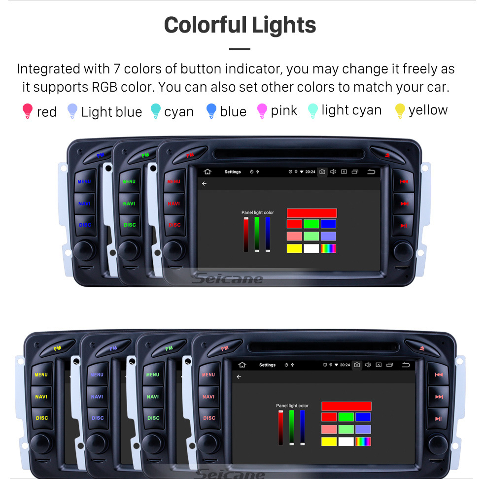 Seicane 7 pouces Android 10.0 HD Radio de navigation GPS à écran tactile pour 1998-2006 Mercedes Benz Classe CLK W209 / Classe G W463 avec prise en charge Bluetooth Carplay Vidéo 1080P