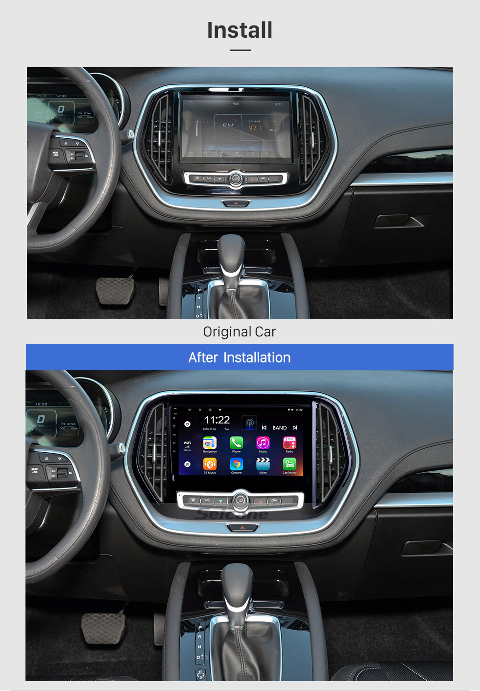 Seicane 10.1 pulgadas Android 13.0 para 2019 2020 Chery Jetour X70 Radio Sistema de navegación GPS con pantalla táctil HD Soporte Bluetooth Carplay TV digital