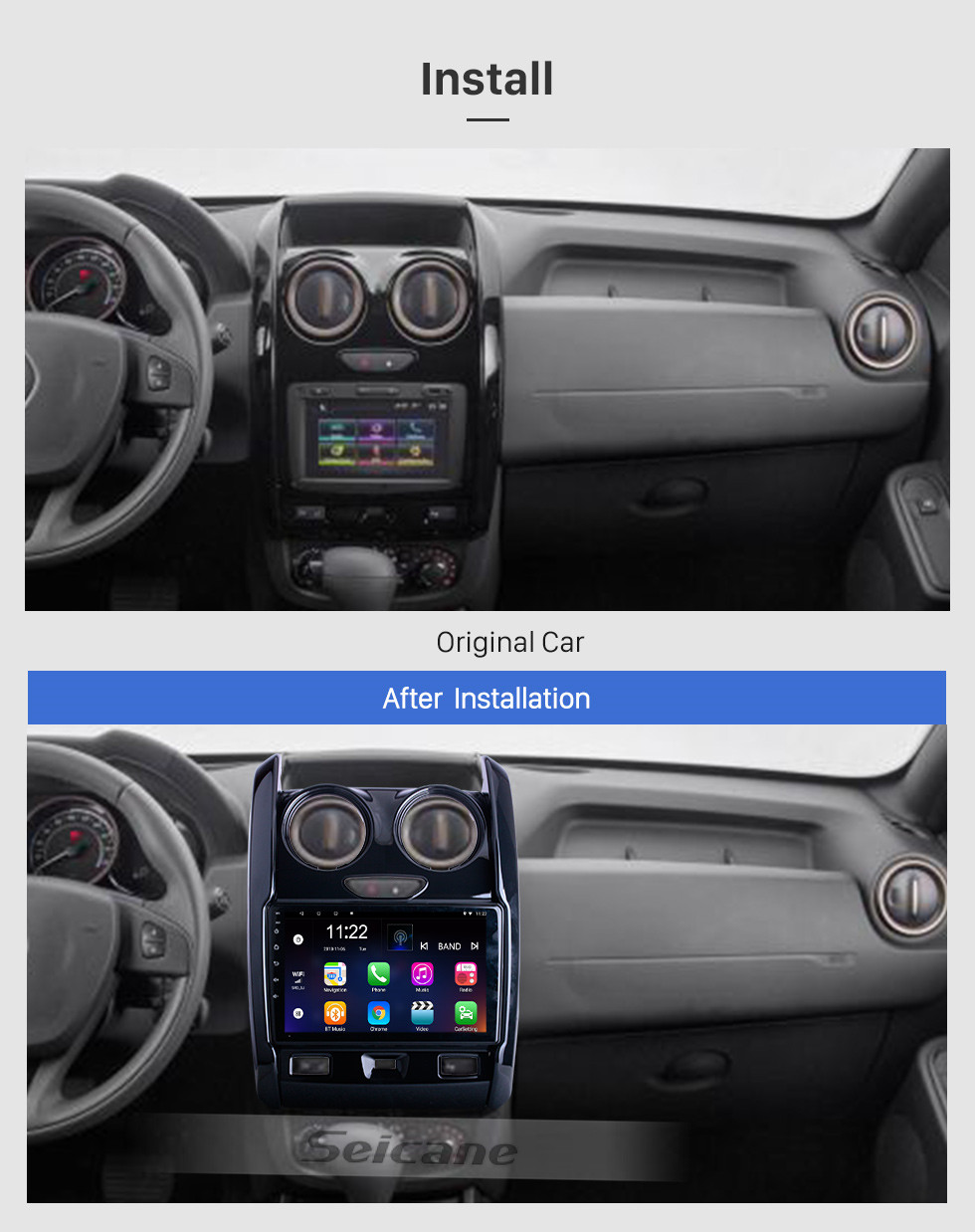 Seicane Для 2015 2016 2017-2020 Renault Duster Radio 9-дюймовый Android 10.0 HD с сенсорным экраном GPS-навигационная система с поддержкой Bluetooth Carplay OBD2