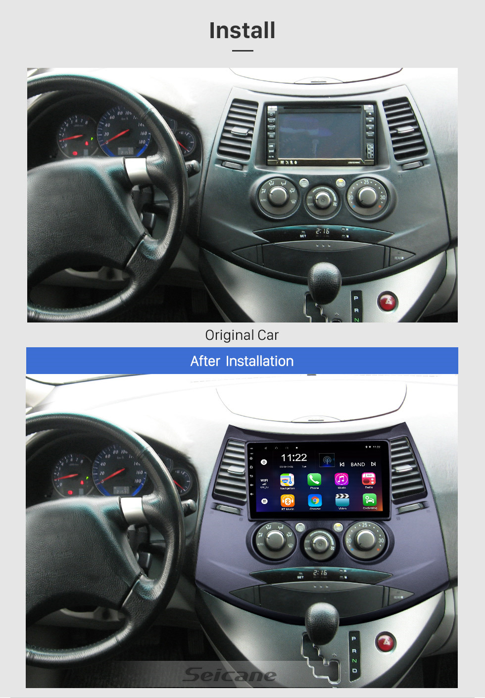 Seicane OEM 9 polegadas Android 10.0 para 2006 Mitsubishi Grandis Radio com Bluetooth HD Touchscreen Sistema de Navegação GPS suporte Carplay